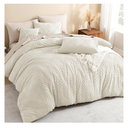 Litanika King Size Comforter Set Beige, 3 Pieces Cream Tufted Boho Farmhouse Bedding Comforter Sets, Lightweight Fluffy Comforter Bed Set for All Season (104x90In Comforter and 2 Pillowcases)