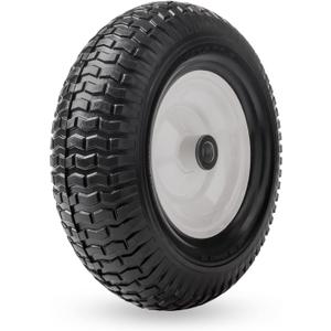 13" 5.00-6 Flat Free Solid Polyurethane Tire and Wheel Replacement, 1 Pack PU Airless Tire with 3/4" Bearing 3" Centered Hub for Wheelbarrow/Golf Car/Turf Equipment/Utility Vehicles, 1 Pc