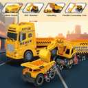3-in-1 Construction Truck Toys for Kids Ages 3-6 - Inertia Semi Trailer with Excavator & Dump Truck, Light and Sound Play Vehicles