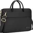 RAINYEAR 14 15.6 Inch Laptop Bag for Women, Protective Waterproof Large Capacity Computer Shoulder Carrying Bag with Handle (Black)