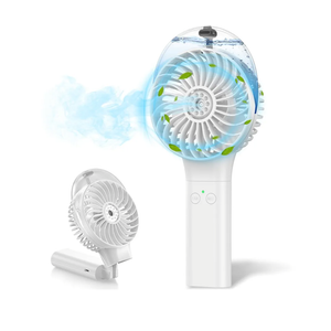 MORECORE Portable Misting Fan, 180° Foldable Handheld Personal Fan with Mist Spray, 3 Adjustable Wind Speeds, USB Rechargeable for Travel Outdoors Makeup Camping Home Office (White)