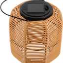 Uonlytech Decoration Lights Outdoor Rattan Solar Lantern with Handle Solar Lantern Outdoor Light LED Hanging Lantern Lights Garden Landscape Lamp for Lawn Patio Light Yellow Outdoor Solar Light