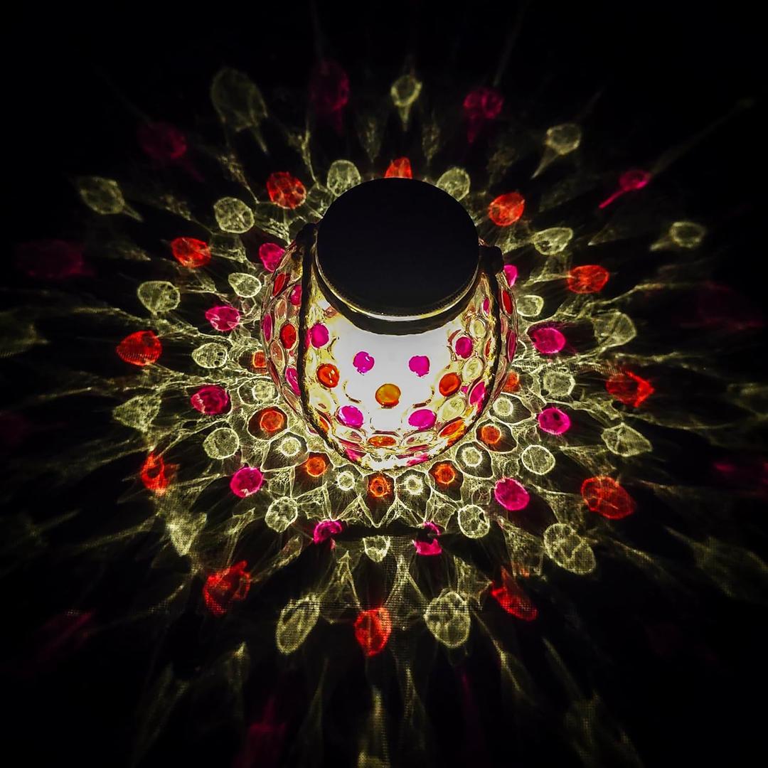 Mosaic Solar Lights Outdoor,Garden Hanging Camping Lanterns Lamp Waterproof, Solar-Powered Led Light for Women Mom Grandma Yard Patio Lawn Pathway Porch Garden Birthday Chrismas Party Dcor (1 pack)