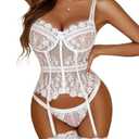 Avidlove Lingerie for Women Lace Corset and Panty Outfits Garter Lingerie Sets Size XS