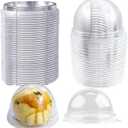 Hewnda 50 Pack 2 Inch of Clear plastic mini cake box muffins box cookies cookies muffins dome box wedding birthday gift box (silver)