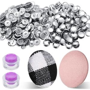 100 Sets Cover Buttons Kit with Tools Size Buttons to Cover Self Cover Buttons with Wire Backs DIY Fabric Cloth Cover Buttons (Size 24/0.59 Inch)