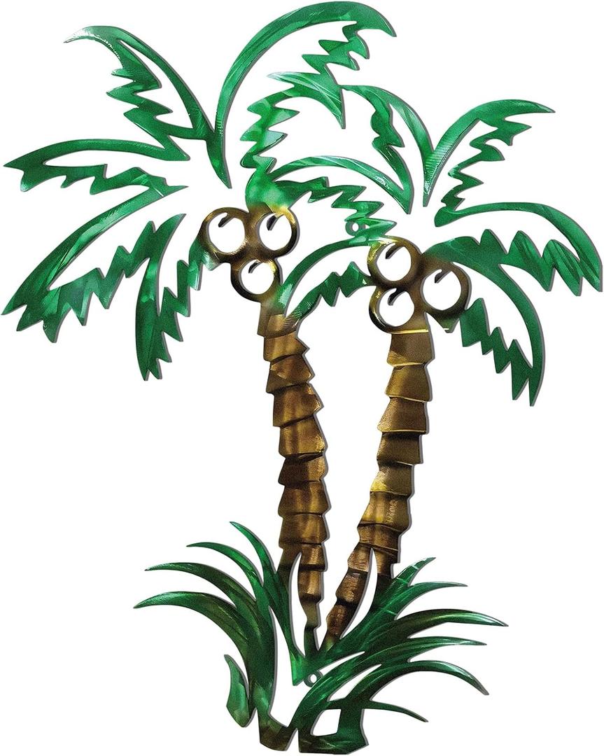 CroBlissful Palm Tree Metal Wall Decor Tropical Beach Wall Art Beach Outdoor Decor Tropical Metal Contemporary Coastal Tree Sculptures for Indoor or Outdoor
