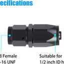 2 x AN8 Braided Straight Hose End Fitting 0 Degree Swivel for Nylon Aluminum Black 2PCS