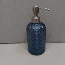 JASAI 18Oz Gem Patterned Glass Soap Dispenser for Kitchen, Refillable Hand soap Dispenser with Rust Proof Stainless Steel Pump, Clear Soap Dispenser Bathroom for Dish Soap, Hand soap, Lotion(Blue)