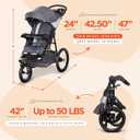 Baby Trend Expedition Zero Flat Jogger with LED Lights, Dash Grey