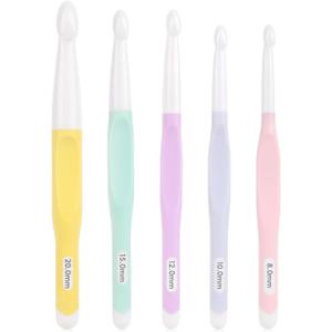 Aeelike Crochet Hooks 8mm, 10mm, 12mm, 15mm, 20mm, Ergonomic Crochet Hooks Set with Large Rubber Handle for Chunky Yarn Weaving Blanket DIY Crafts, Ideal Gift
