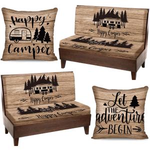 6 Pcs Rv Dinette Cushion Covers Stretch Washable Rv Dinette Cushion Covers Camper Accessories for Camper Car Bench, 2 Pillowcase, 2 Backrest and 2 Bench Replacement(Mountain)