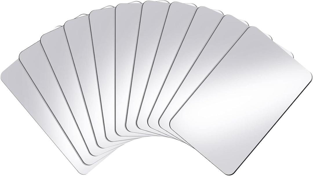 Yalikop 10 Pcs Shatterproof Mirror for Kids Back to School Small Science Mirrors Acrylic Safety Sheets Non Glass for Science Class Preschool Classroom Home(Rectangle,Transparent)