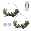 DRomance Christmas Wreaths Flameless Flickering Candle with Remote and Timer, 2 Pack Battery Operated LED Candle Christmas Wreaths Front Door Window Holiday Decor(17" x 15")