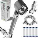 2026 NEW Filtered Showerhead, with filter shower head, 3 spray modes hand-held shower, adjustable shower head, on/off, with 59 inch/1.5M hose, giving you a comfortable bathing experience1cover 1(Grey)