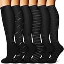 BLUEENJOY Copper Compression Socks for Women & Men (6 pairs) - Best Support for Nurses, Running, Hiking, Recovery L-XL