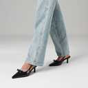 Mattiventon Slingback Heels for Women Kitten Heels Bow Ankle Strap Pointed Toe Heel Sexy Wedding Dress Party Pumps (8.5, Black)