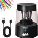 Pencil Sharpener Electric Pencil Sharpener Heavy Duty Blade Rechargeable Battery Powered Pencil Sharpeners for 6-8mm Colored Pencils Auto Stop Fast Sharpen in 3s (Black)