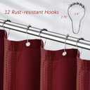 Extra Long Shower Curtain, 96 Inch Long Waffle Weave Heavy Duty Thick Cloth Bathroom Shower Curtain, Neutral Weighted Hotel Bath Curtain Set with 12 Hooks, 72x96 Burgundy