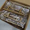 Goldenwarm 10 Pack 3 inch Gold Cabinet Handles Brushed Gold Cabinet Pulls Stainless Steel Drawer Pulls, Durable Kitchen Cabinet Handles - Bathroom Bedroom Dresser Handles Easy DIY Upgrade (3in Hole Centers)