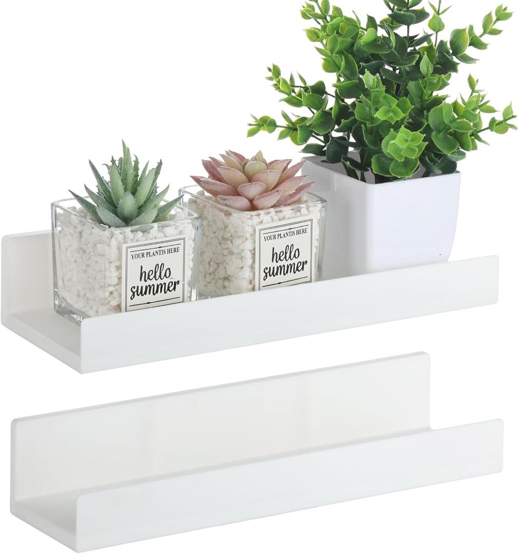 Rainmae 2 Pcs Window Plant Floating Shelves,10.6 Inch Wall-Mounted Plastic Window Sill Extender for Succulent Planters Micro Greens Herb Pots Indoor Shelves for Indoor Bathroom Kitchen Wall Shelf