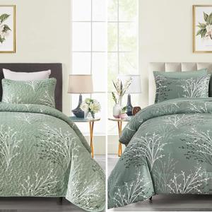 DJY Sage Green Comforter and Quilt Set Bed in a Bag Queen Size Bedding Set