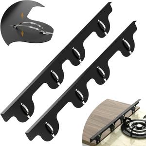 Stove Gap Covers - 304 Stainless Steel Oven Side Gap Filler, 2 Pack Stove Gap Filler Retractable Length 13.8" to 27.5", Spring Clip Design Fitting Gap Strong Guard Between Stove Top & Counter - Black
