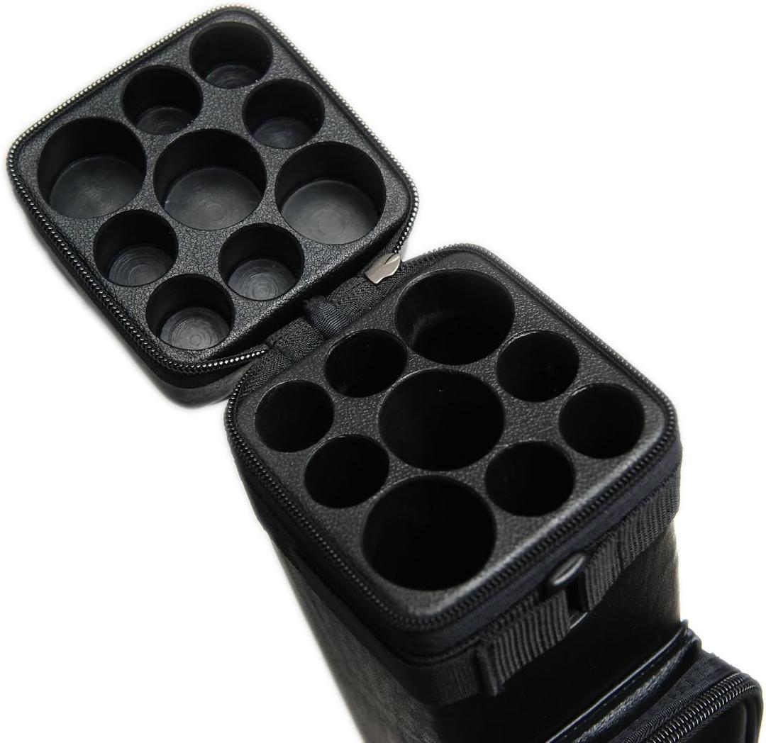 HAN'S DELTA 3B6S Hard 3x6 Pool Cue Case - Billiard Stick Carrying Case - 3 Butt 6 Shaft, (Black)