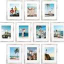 decorUhome 8.5x11 Picture Frame Set of 10, Display Photos 6x8 with Mat or 8.5x11 Unmatted for Picture Frames Collage Wall Decor, Distressed White