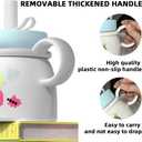 ZZT Insulted 24 OZ Ceramic Coffee mugs With Cute Monster Stickers,Extra Large Mugs,Large Handle Tumblers With Straw,Built In Stainless Steel Insulation Coffee Cups for School,Office,Home (Blue)