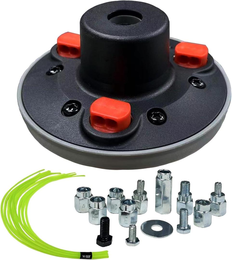 Universal Weed Eater Head, Easy Load String Trimmer Head Replacement Weed Wacker Head for Echo, Ego, Dewalt, Stihl, and Husqvarna, Includes 12pcs 1FT-0.095" Trimmer Line (Grey& Black)