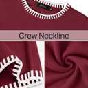 ZESICA Women's Oversized Long Sleeve Sweaters Fall Crewneck Color Block Loose Ribbed Knit Pullover Tops (Red, L)