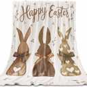 Happy Easter Throw Blanket Bunny Blankets and Throws, Bow Rabbit Floral Carrot Blanket for Couch Bed Sofa Dorm, Soft Cozy Flannel Fleece Blanket for Eater Decorations Spring Holiday All Season 40x50