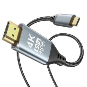 USB C to HDMI Cable for Home Office 6.6FT4K@60Hz High-Speed HDMI 2.0 Braided Cord, Thunderbolt 3/4 Compatible for MacBook, iPhone 15/16 Pro/Max,iPad Pro,iMac,Galaxy S8-S25