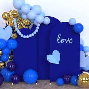 Babenest Royal Blue Wedding Arch Cover Set of 3, Spandex Fitted Arch Backdrop Cover for Photo, Round Top Chiara Stand Cover for Party Birthday Baby Shower Background Decoration6FT/6.6FT/7.2FT