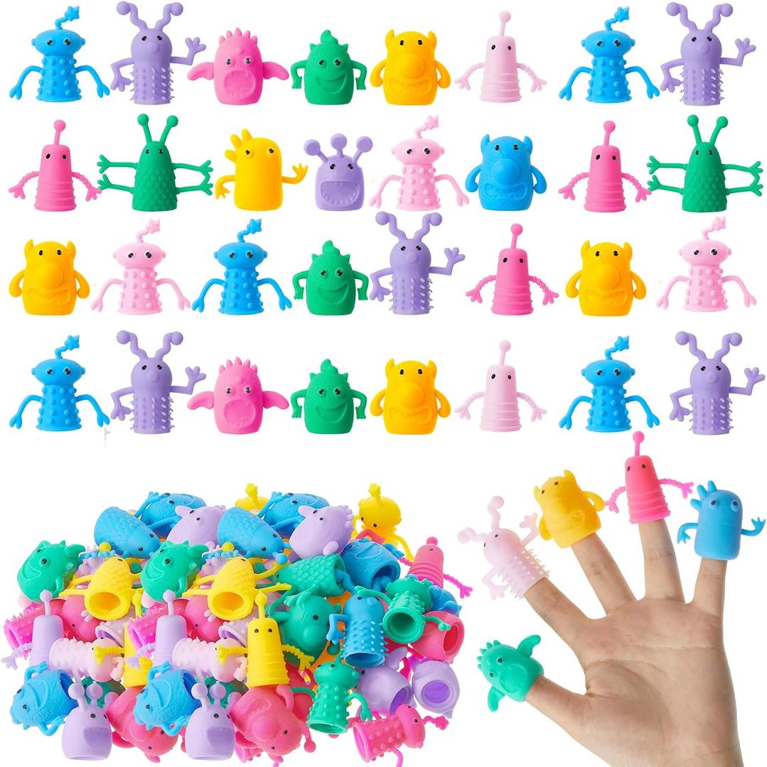 Junkin 40pcs Cute Monster Finger Puppet Toys Set - Soft Stretchy Fidget Toys, Rubber Mini Finger Dolls for Role Playing Birthday Kids Party Favors, 9 Random Styles (Cute)