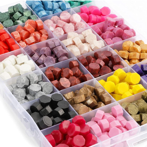 Bright Creations Letter Wax Stamp Beads Kit, Octagon (48 Colors, 1310 Pieces), 2 Pcs