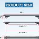 51.2" Universal Roof Rack Cross Bars, Fits for Side Rails Spacing Less Than 49.3'', Adjustable Cross Bars for Most Vehicles with Raised Side Rails (with Gap) / Flush Roof Rails