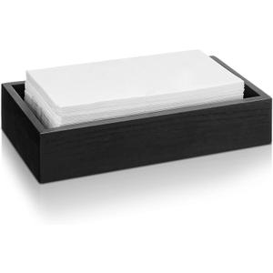 Kigley 2 Inch Tall Wood Guest Towel Holder Tray for Bathroom Black Napkin Holder Tray for Table Hand Towel Storage Basket Home Countertop Kitchen Desk Counter Drawers Hotel Toilet Tank Party Decor