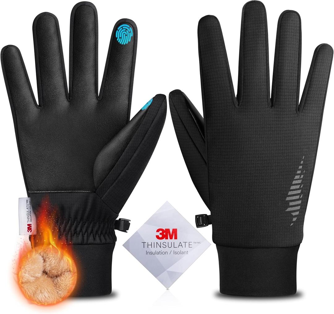 SIMARI Winter Gloves Men Women Warm Waterproof Thermal Ski Snow Touchscreen Glove for Cold Weather, Running, Skiing, Riding (Large, Black)