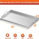 Skyflame 25"x16" Stainless Steel Griddle Plate for BBQ, Hibachi, Flat Top Grill with Even Heating, Grease Groove, Foldable Handles, Ideal for Charcoal/Gas Grills, Camping, Tailgating, Outdoor Cooking