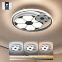 Modern Ceiling Light LED Kids Room Ceiling Lamp for Bedroom Dimmable Soccer Flush Mount Ceiling Light with Remote Control 17" Living Room Light Fixtures for BoysRoom, Kitchen 3000k-6000K