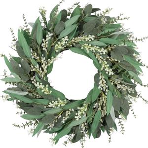 26 Inchs Large Summer Spring Wreaths for Front Door, Artificial Greenery Eucalyptus Wreath with White Berry, Easter Wreaths for Front Door, Outdoor Green Wreath Farmhouse Porch Home All Season Decor