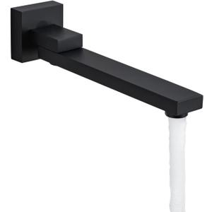 Tub Spout, Matte Black 1/2 NPT Thread Square Tub 180 Swivel Bathroom Folding Spout Bathtub Faucet Shower System Set Wall Mounted Shower Mixer Water Outlet