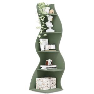 Tribesigns Corner Shelf, Modern 5-Tier Wall Corner Bookshelf, Stylish Corner Small Bookcase Storage Rack Plant Stand with Unique Shape for Living Room, Home Office (Sage Green, 1PC)