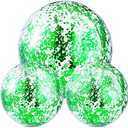 Hsei 3 Pcs Inflatable Beach Ball 16 Inch Glitter Summer Swimming Pool Disco Balls with Confetti Floatable Blow up Toys Decorations for Beach Wedding Outdoor birthday Party Favor(Green)
