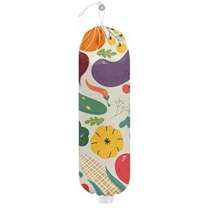 Vegetables Plastic Bag Holder, Wall Mount Grocery Bag Holder, Plastic Storage bag, Pull Rope Free Adjustment, Plastic Bag Holders for Grocery Bags, Plastic Bag Dispenser for Home Kitchen (22"L x 9"W x 22"H)