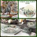 8 Pcs Christmas Melamine Salad Plates Winter Melamine Dessert Plates Assorted Designs Christmas Dishes Dinnerware Set for Xmas Birthday Party Gift Appetizer(Elk,Green,10 Inch)