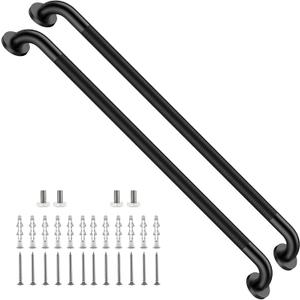 ZUEXT 2 Pack 36 Inch Extra Long Black Anti Slip Knurled Shower Grab Bar