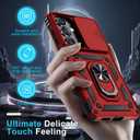 Janmitta Compatible with Samsung Galaxy S26+ Plus Case Built in Slide Camera Lens Cover+Screen Protector+Finger Ring Holder Kickstand,Heavy Duty Shockproof Full Body Phone Cover,2026 Red
